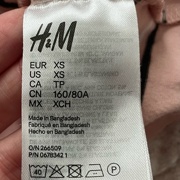 H&M striped pink black white cotton T-shirt, size XS summer basic vacation - Picture 4 of 11